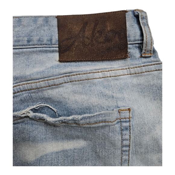 AKOO Brand Jeans Light Wash Distressed Straight Leg Denim Mens Sz 42 Streetwear - Picture 4 of 13